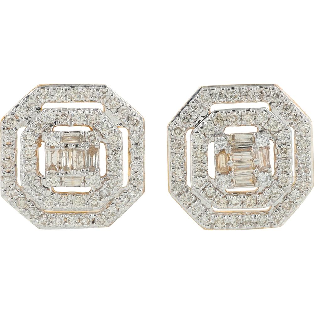 10K Yellow Gold Diamond Stud Earrings - 0.57 Carat Total Diamond Weight