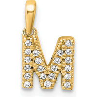 10K Yellow Gold Diamond-Studded "M" Initial Pendant with Bail by Oro Pregiato