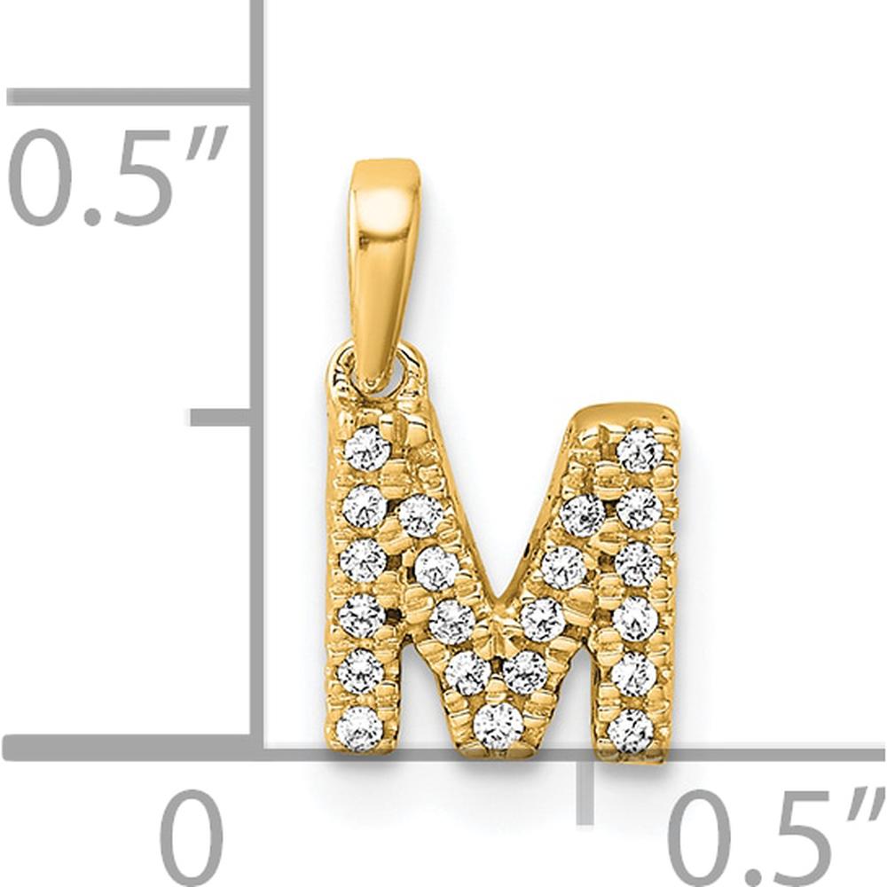 10K Yellow Gold Diamond-Studded "M" Initial Pendant with Bail by Oro Pregiato