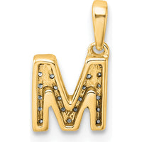 10K Yellow Gold Diamond-Studded "M" Initial Pendant with Bail by Oro Pregiato