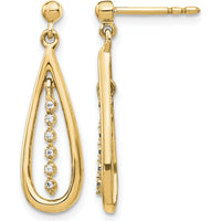 10K Yellow Gold Diamond Teardrop Dangle Earrings - 0.10 Carat Total Diamond Weight by Oro Pregiato