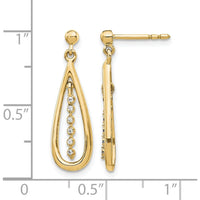 10K Yellow Gold Diamond Teardrop Dangle Earrings - 0.10 Carat Total Diamond Weight by Oro Pregiato