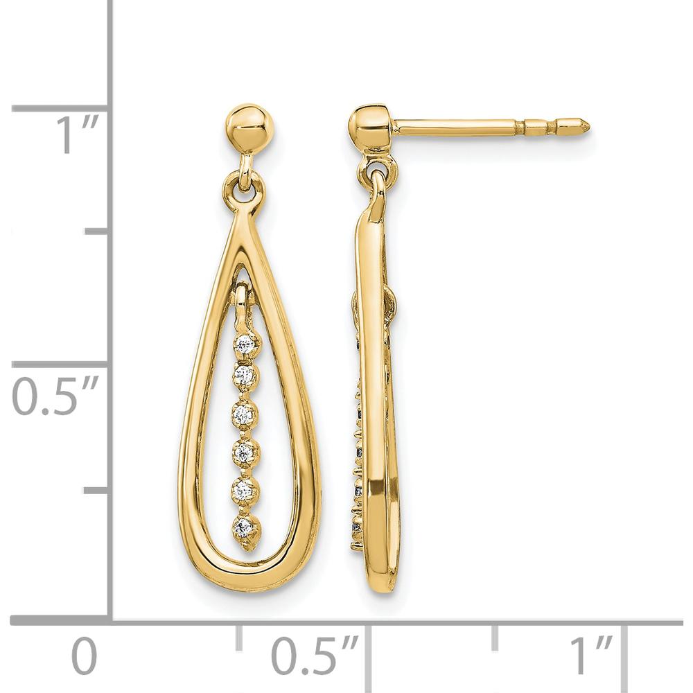 10K Yellow Gold Diamond Teardrop Dangle Earrings - 0.10 Carat Total Diamond Weight by Oro Pregiato