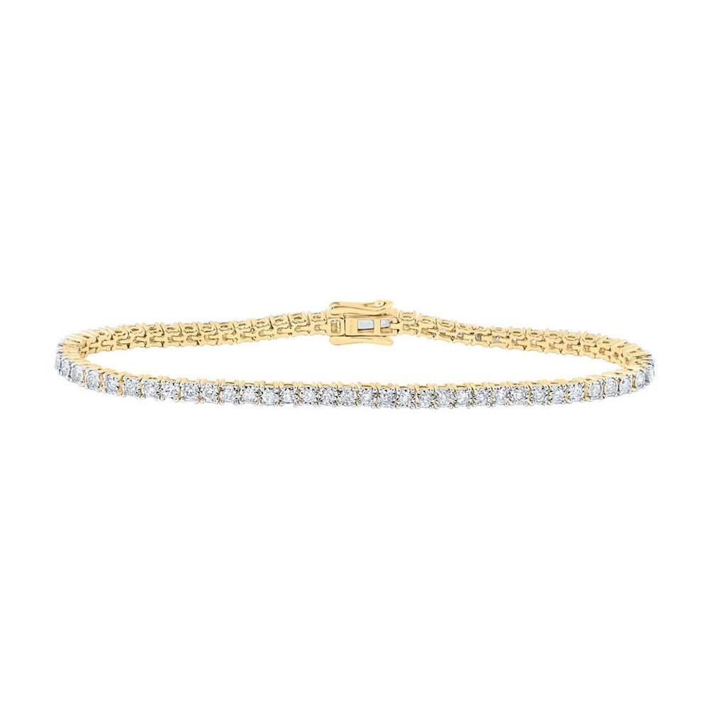 10K Yellow Gold Diamond Tennis 7-Inch Bracelet - 1 1/2 Carat Total Diamond Weight