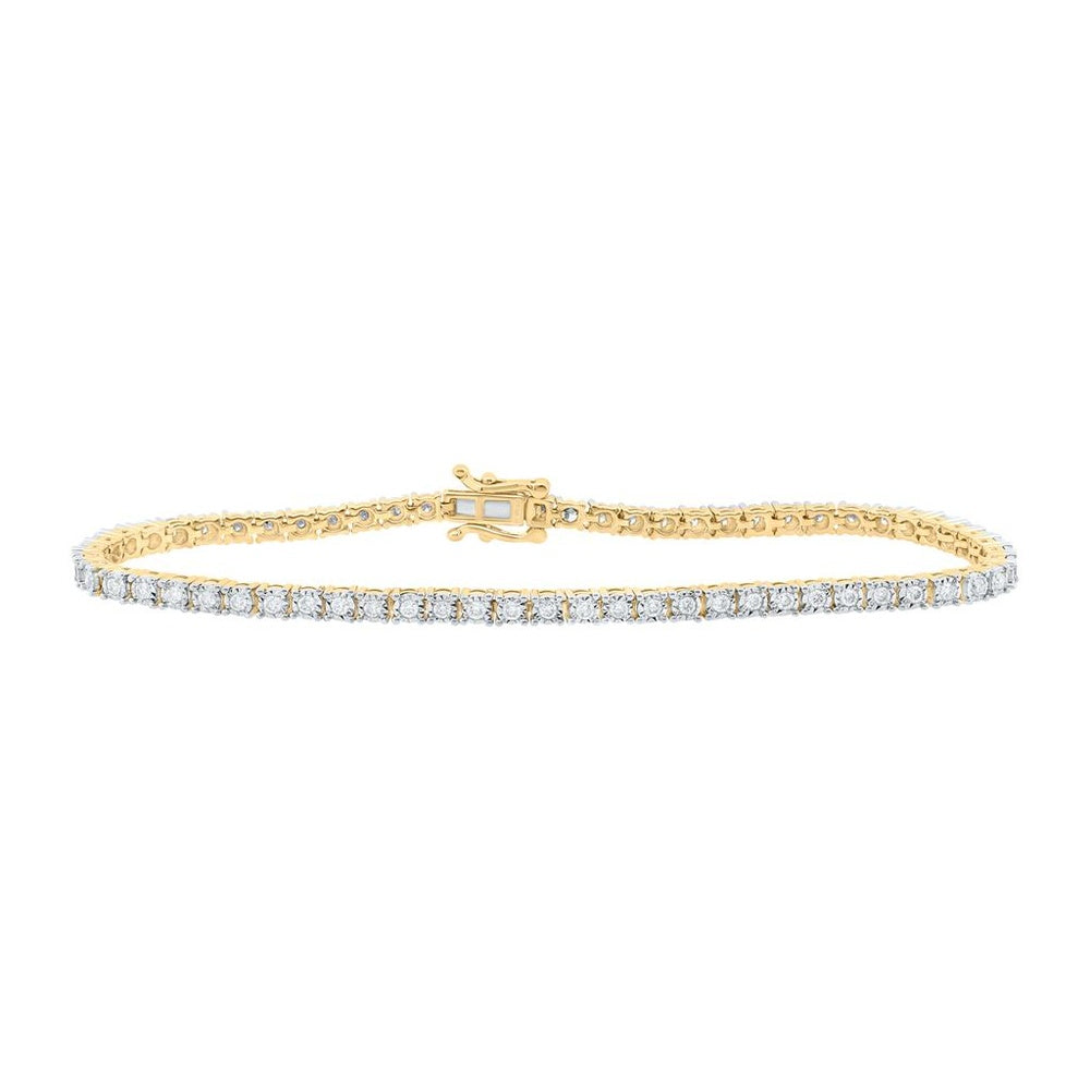10K Yellow Gold Diamond Tennis Bracelet - 1 Carat Total Diamond Weight