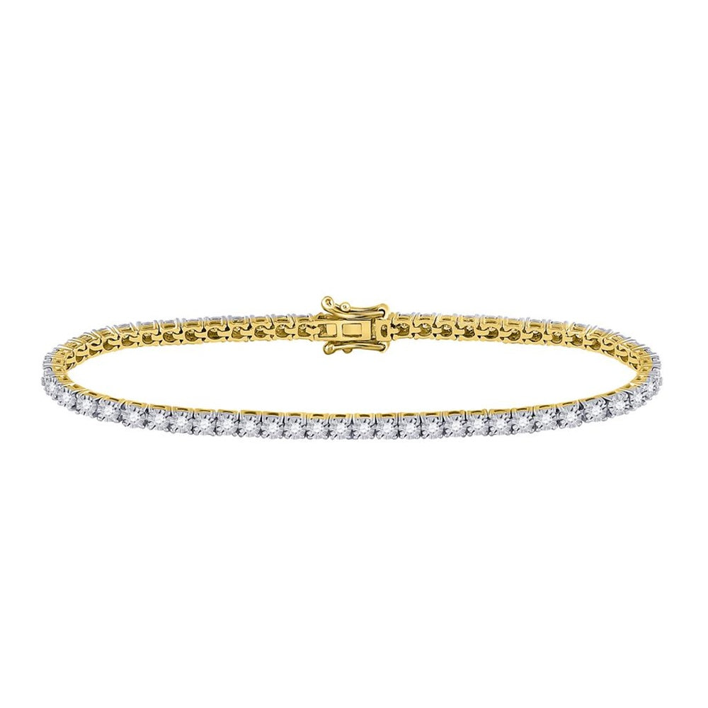 10K Yellow Gold Diamond Tennis Bracelet - 1 Carat Total Diamond Weight