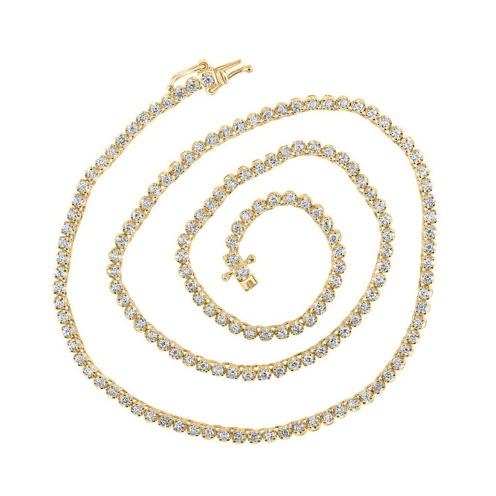 10K Yellow Gold Diamond Tennis Necklace - 2 and 7/8 Carat Total Diamond Weight