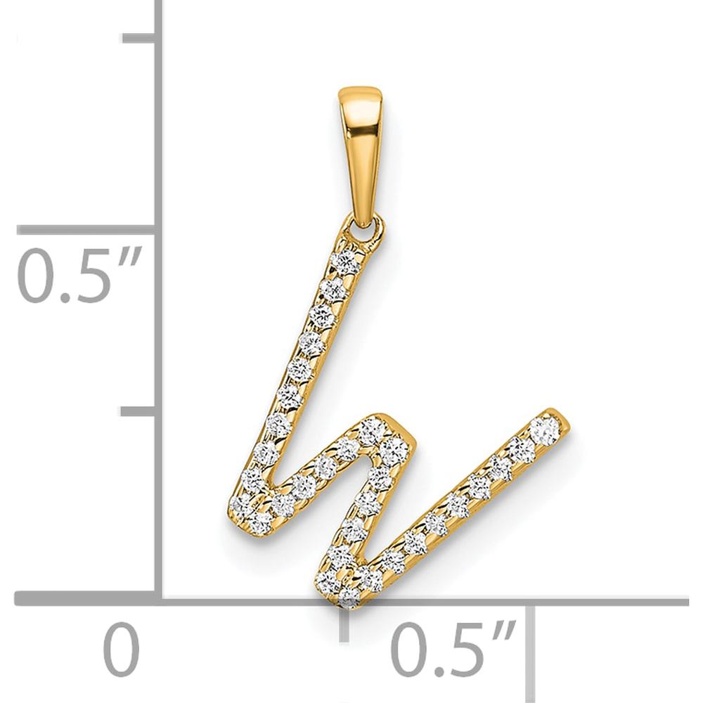 10K Yellow Gold Diamond "W" Initial Pendant with Polished Finish by Oro Pregiato