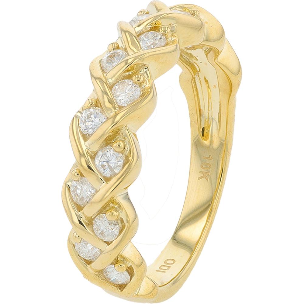 10K Yellow Gold Diamond Weave Band with 0.50 Carats Total Diamond Weight