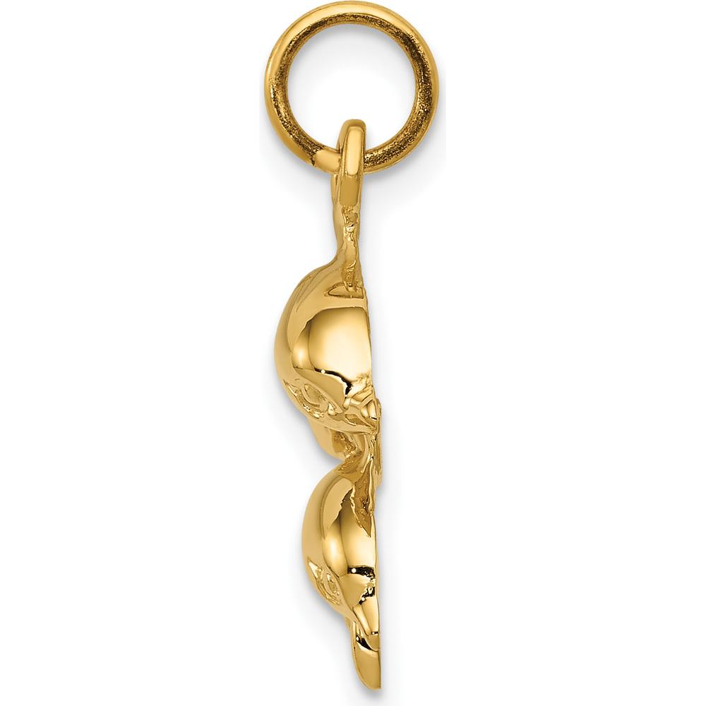 10K Yellow Gold Dolphin Charm Pendant - 22mm x 17mm Solid Gold Design