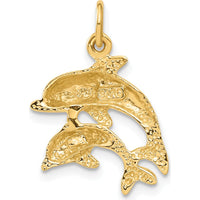 10K Yellow Gold Dolphin Charm Pendant - 22mm x 17mm Solid Gold Design