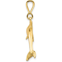 10K Yellow Gold Dolphin Charm Pendant - 23mm Length, 29mm Width
