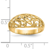 10K Yellow Gold Domed Fashion Ring with Diamond-Cut Design