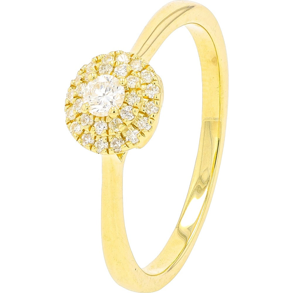 10K Yellow Gold Double Halo Ring with Round-Cut Diamond - 0.20 Carat Total Diamond Weight