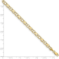 10K Yellow Gold Double Link Bracelet with Heart Charms - 8"