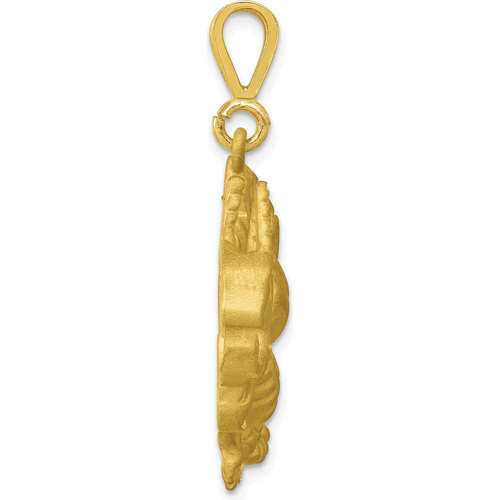 10K Yellow Gold Dragon Pendant - Polished Finish, 35mm Length, 40mm Width