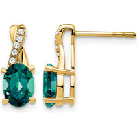 10K Yellow Gold Drop Earrings with Lab-Created Alexandrite and Round Diamonds - 0.75 Carat Total Alexandrite Weight by Oro Pregiato