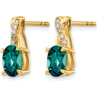 10K Yellow Gold Drop Earrings with Lab-Created Alexandrite and Round Diamonds - 0.75 Carat Total Alexandrite Weight by Oro Pregiato