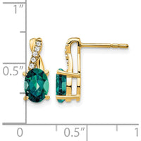 10K Yellow Gold Drop Earrings with Lab-Created Alexandrite and Round Diamonds - 0.75 Carat Total Alexandrite Weight by Oro Pregiato