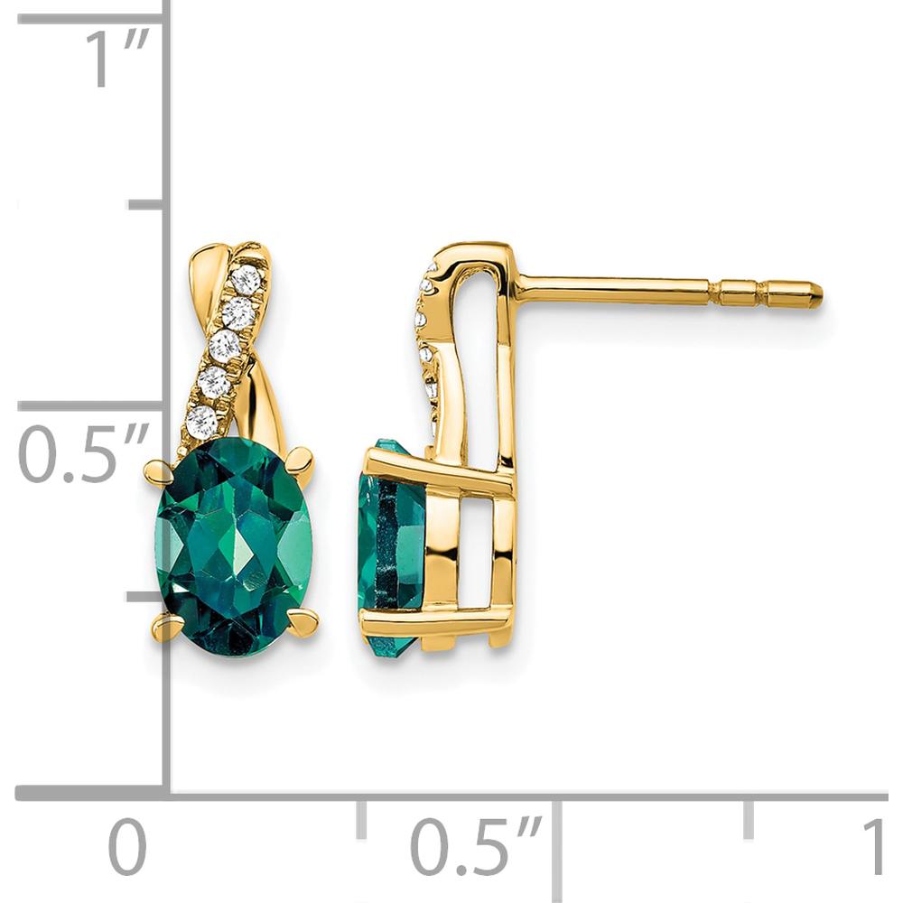 10K Yellow Gold Drop Earrings with Lab-Created Alexandrite and Round Diamonds - 0.75 Carat Total Alexandrite Weight by Oro Pregiato
