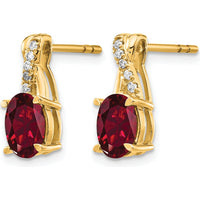 10K Yellow Gold Drop Earrings with Lab-Created Ruby and Round Diamonds - 0.75 Carat Total Ruby Weight, 0.06 Carat Total Diamond Weight by Oro Pregiato
