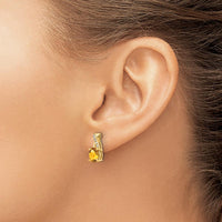 10K Yellow Gold Drop Earrings with Oval Citrine and Round Diamonds - 1.5 Carat Total Gem Weight by Oro Pregiato