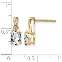 10K Yellow Gold Drop Earrings with Oval White Topaz and Round Diamond Accents - 0.75 Carat Total Weight by Oro Pregiato