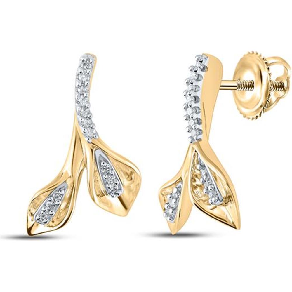 10K Yellow Gold Drop Earrings with Prong-Set Round Diamonds - 0.10 Carat Total Diamond Weight