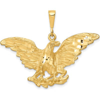 10K Yellow Gold Eagle Charm Pendant - 30mm x 41mm