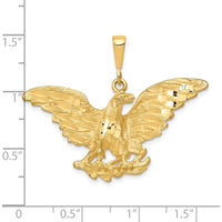 10K Yellow Gold Eagle Charm Pendant - 30mm x 41mm