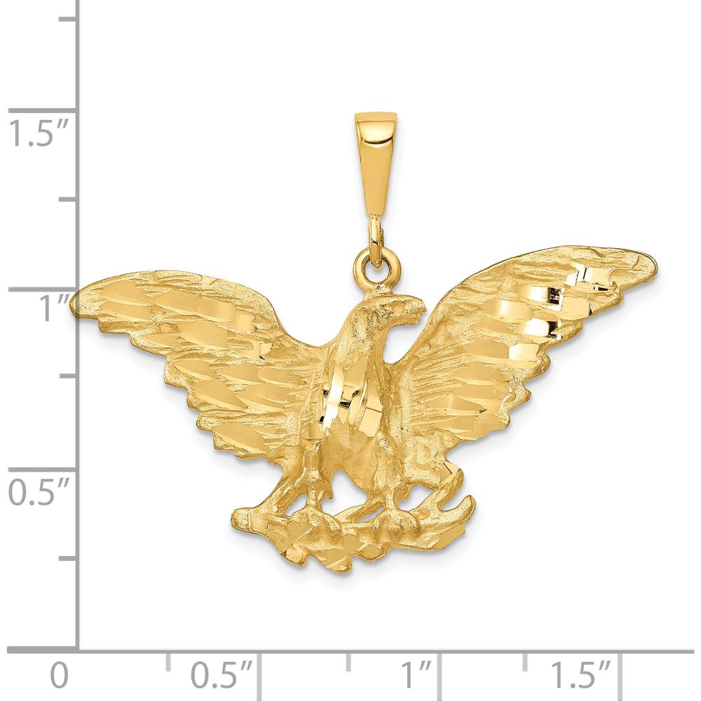 10K Yellow Gold Eagle Charm Pendant - 30mm x 41mm