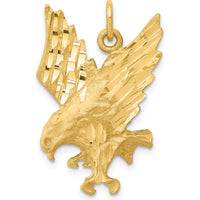10K Yellow Gold Eagle Charm Pendant - Polished Finish, 25mm x 16mm