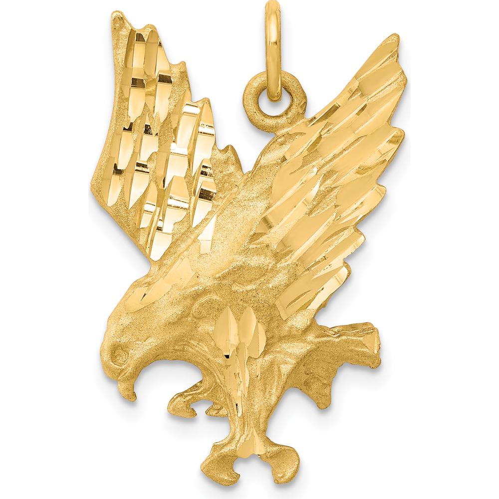10K Yellow Gold Eagle Charm Pendant - Polished Finish, 25mm x 16mm