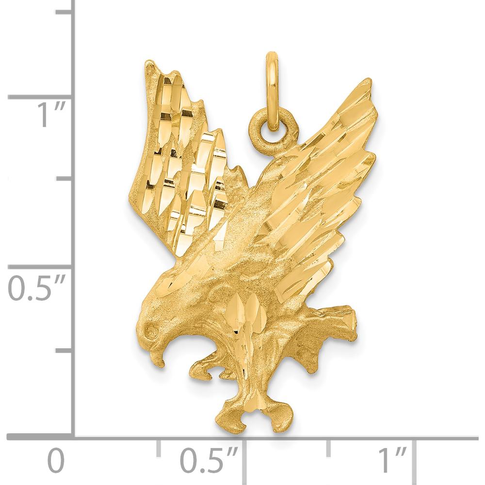 10K Yellow Gold Eagle Charm Pendant - Polished Finish, 25mm x 16mm