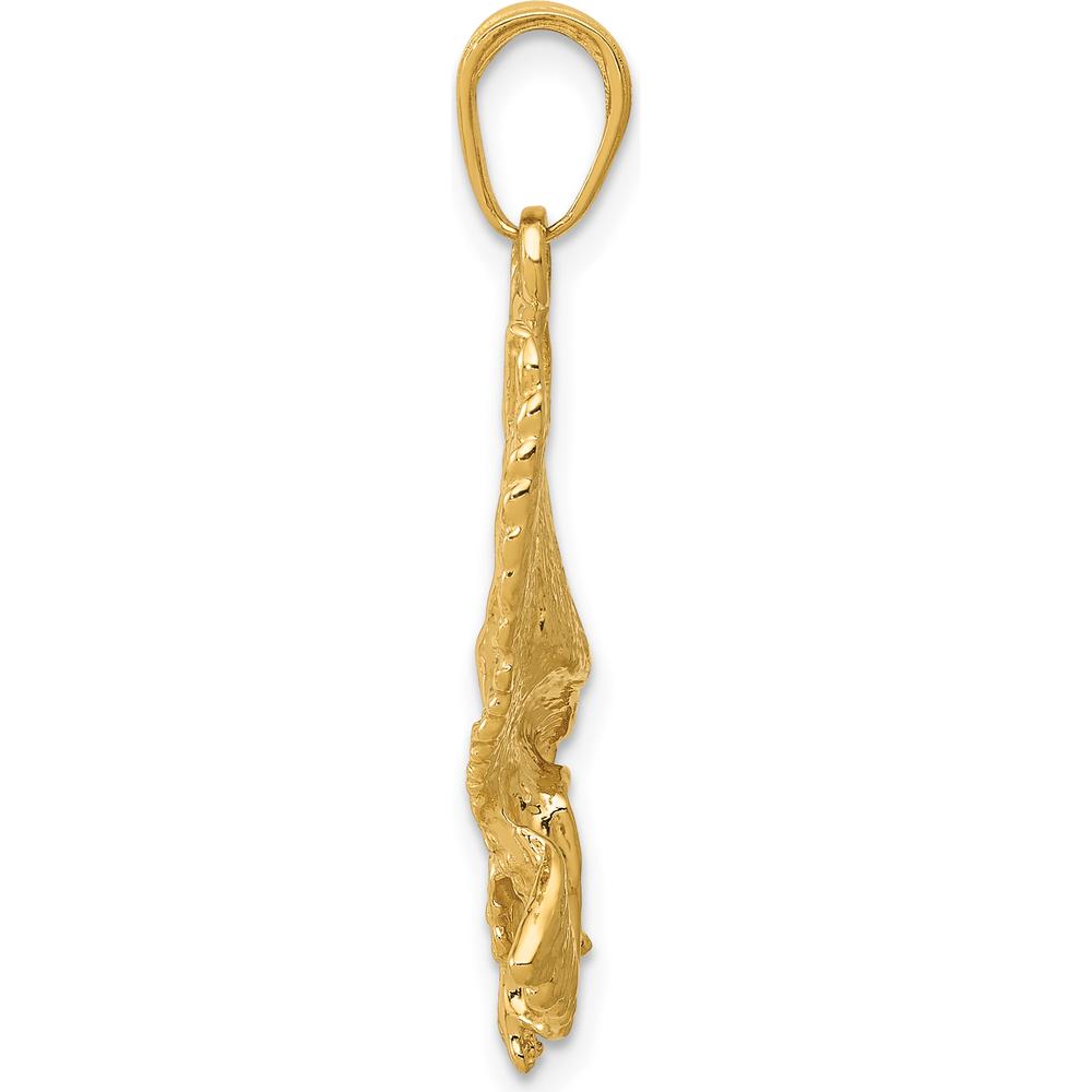 10K Yellow Gold Eagle Charm Pendant - Polished Solid Design with 25mm Length