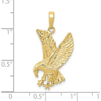 10K Yellow Gold Eagle Charm Pendant - Polished Solid Design with 25mm Length
