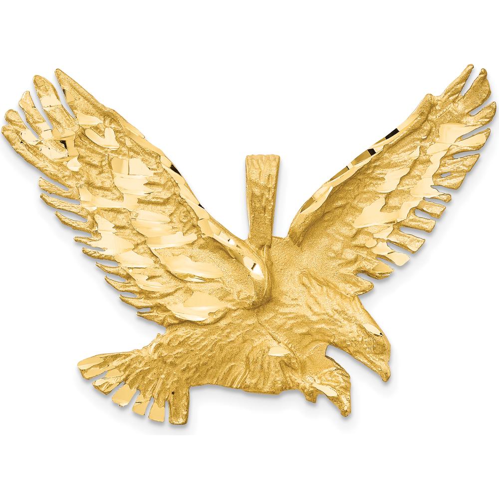 10K Yellow Gold Eagle Charm Pendant with Sandblast Finish - 20mm x 41mm