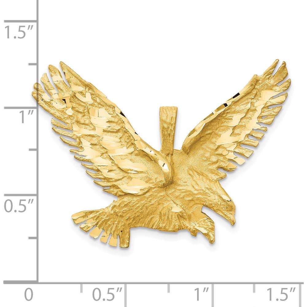 10K Yellow Gold Eagle Charm Pendant with Sandblast Finish - 20mm x 41mm