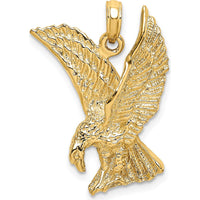 10K Yellow Gold Eagle Landing with Wings Up Charm - 31.3mm Length, 18.5mm Width