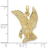 10K Yellow Gold Eagle Landing with Wings Up Charm - 31.3mm Length, 18.5mm Width