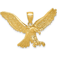 10K Yellow Gold Eagle Pendant - 37.5mm Width, 24mm Length