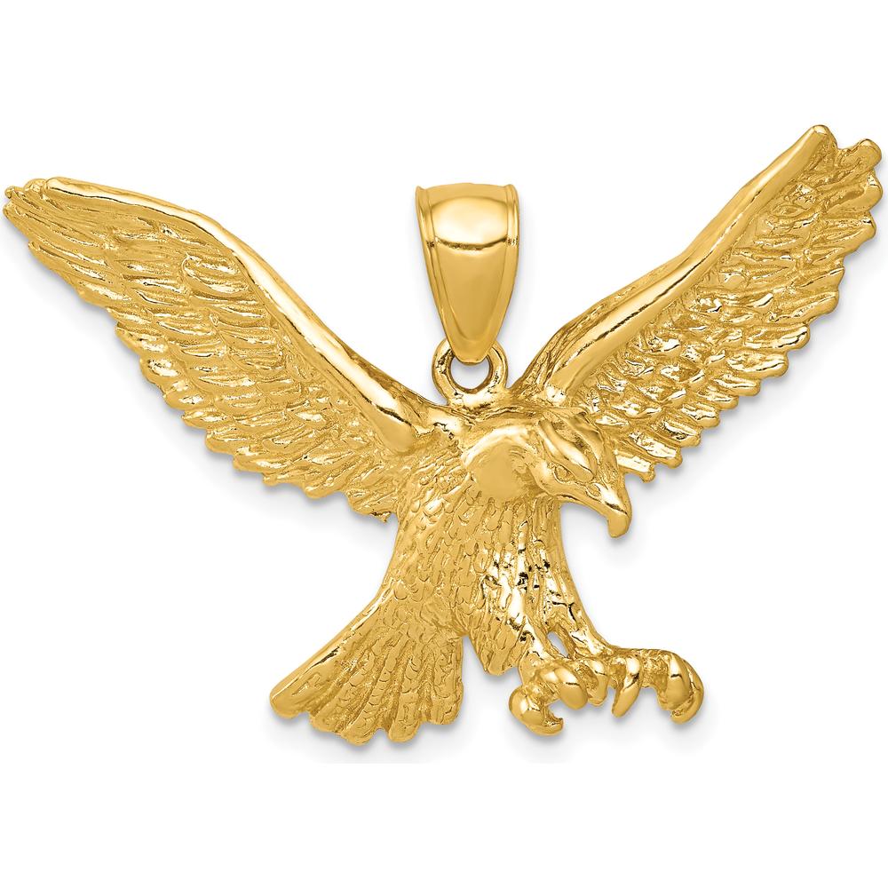 10K Yellow Gold Eagle Pendant - 37.5mm Width, 24mm Length