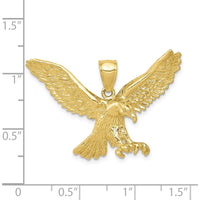10K Yellow Gold Eagle Pendant - 37.5mm Width, 24mm Length