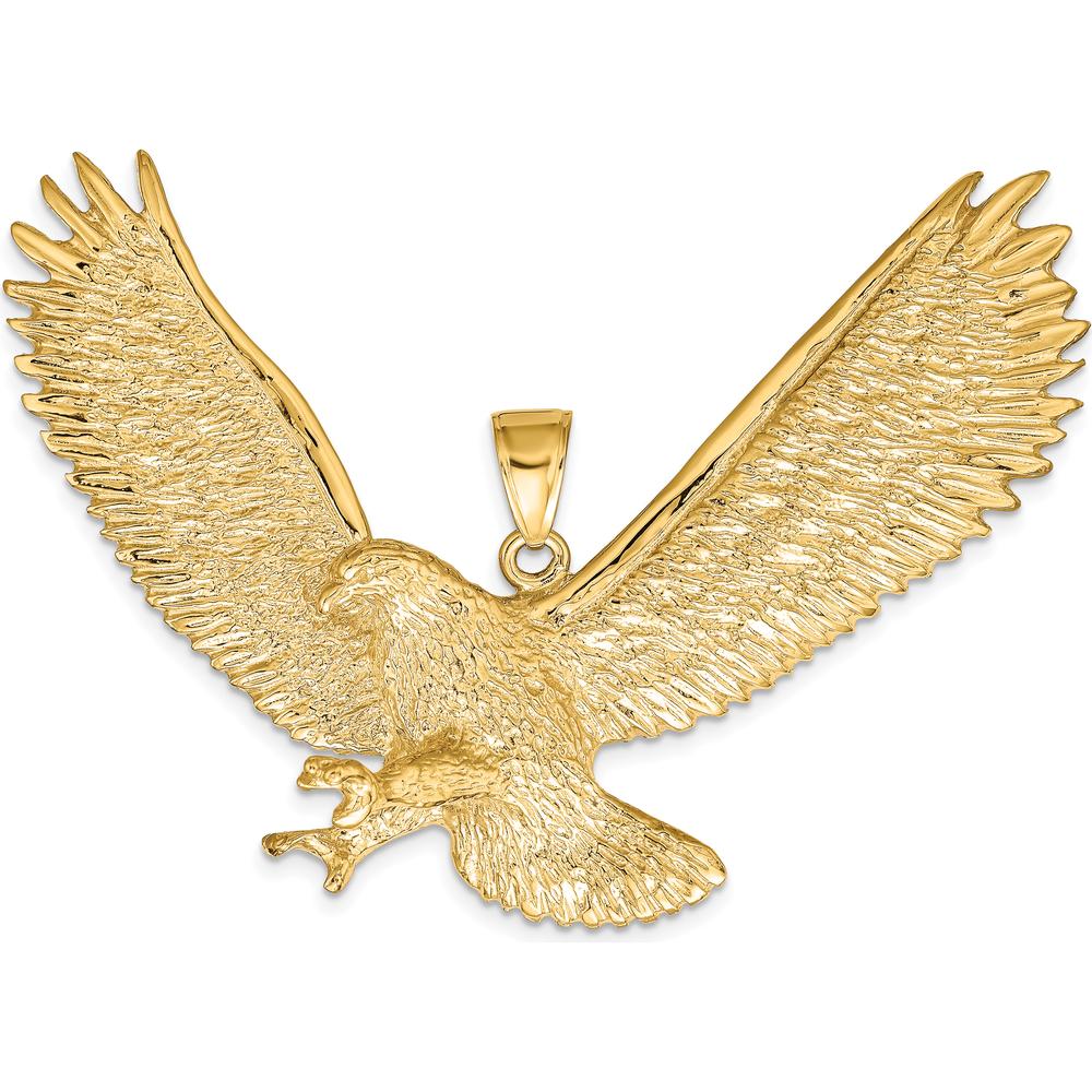 10K Yellow Gold Eagle Pendant - 50mm Length, 65mm Width