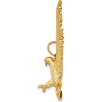 10K Yellow Gold Eagle Pendant - 50mm Length, 65mm Width
