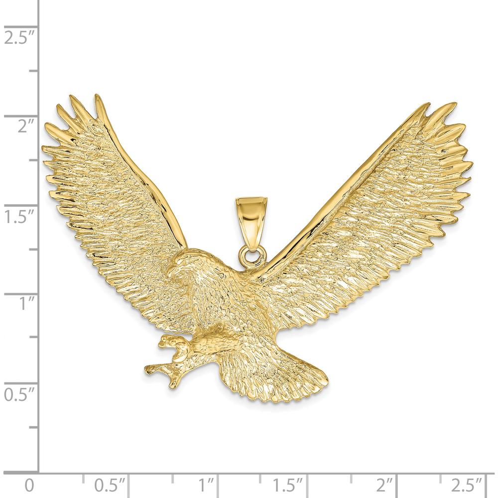 10K Yellow Gold Eagle Pendant - 50mm Length, 65mm Width