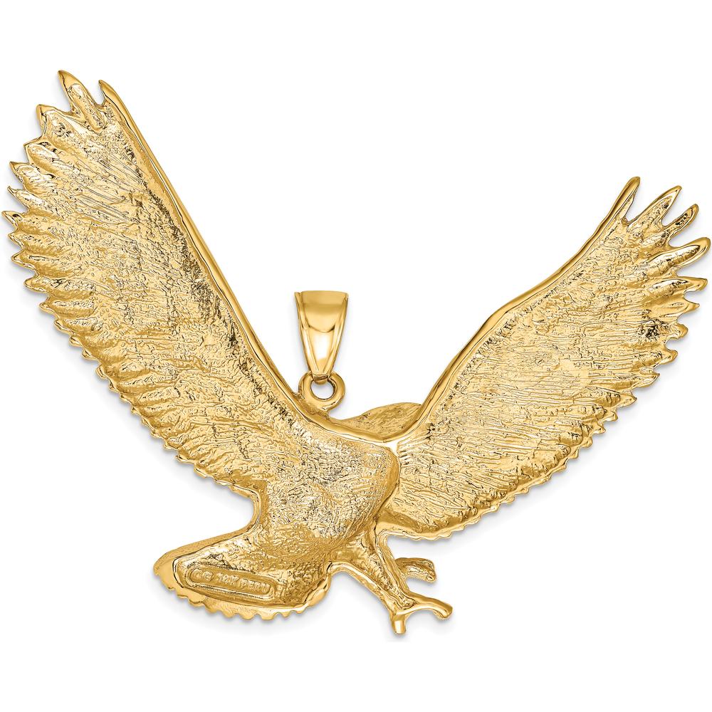 10K Yellow Gold Eagle Pendant - 50mm Length, 65mm Width