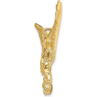 10K Yellow Gold Eagle Pendant with Beak and Claws Design - 40.2mm Length