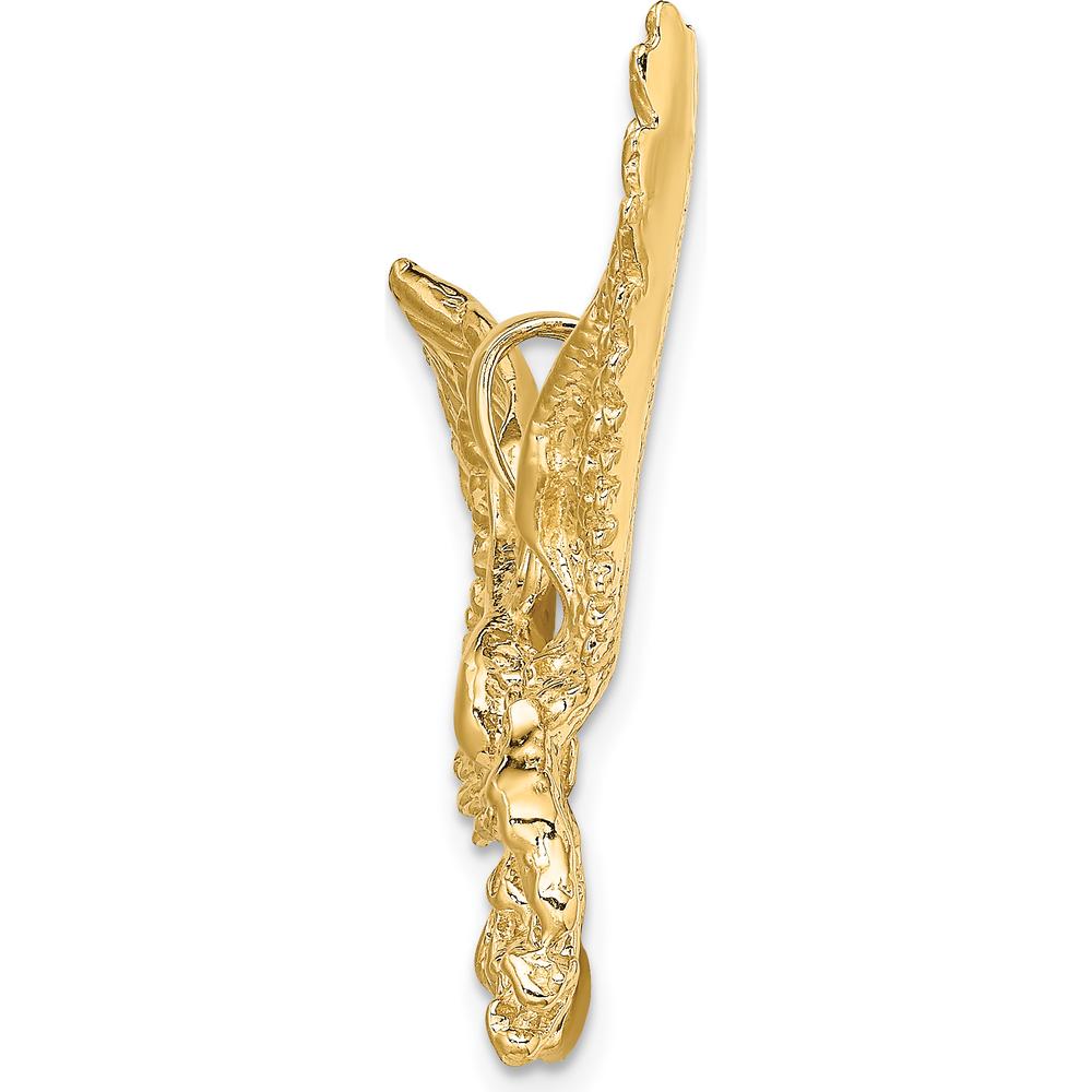 10K Yellow Gold Eagle Pendant with Beak and Claws Design - 40.2mm Length