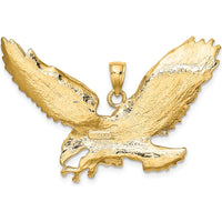 10K Yellow Gold Eagle Pendant with Beak and Claws Design - 40.2mm Length